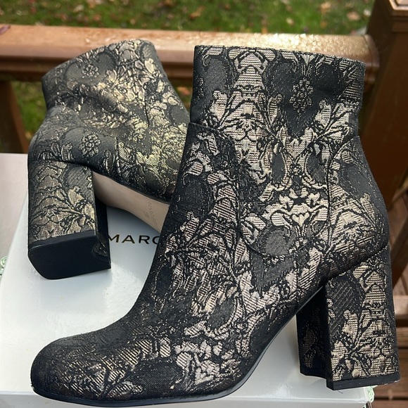 NWT Marc Fisher Newbia Black Floral Brocade size 7.5 booties - Picture 4 of 11